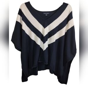 2391) Tommy Hilfiger Oversized Blue White Chevron Poncho Sweater Size S-M
